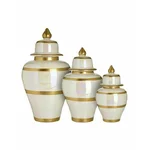 Set 3 vase decorative, Ceramica, Alb, Hailey