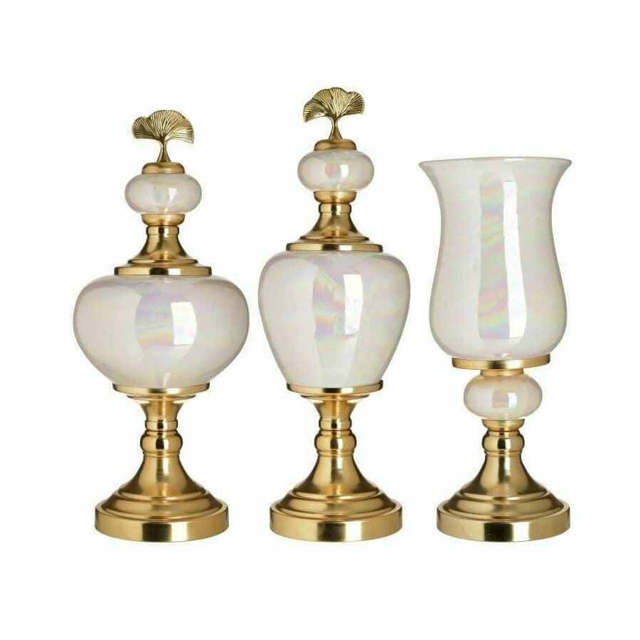 Set 3 vase decorative, Ceramica, Alb, Mardinia image