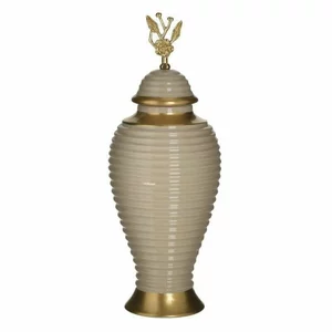 Set 3 vase decorative cu capac, Ceramica, Bej, Vivi