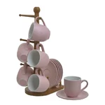 Set 6 cani cafea, Portelan, Roz, Soft