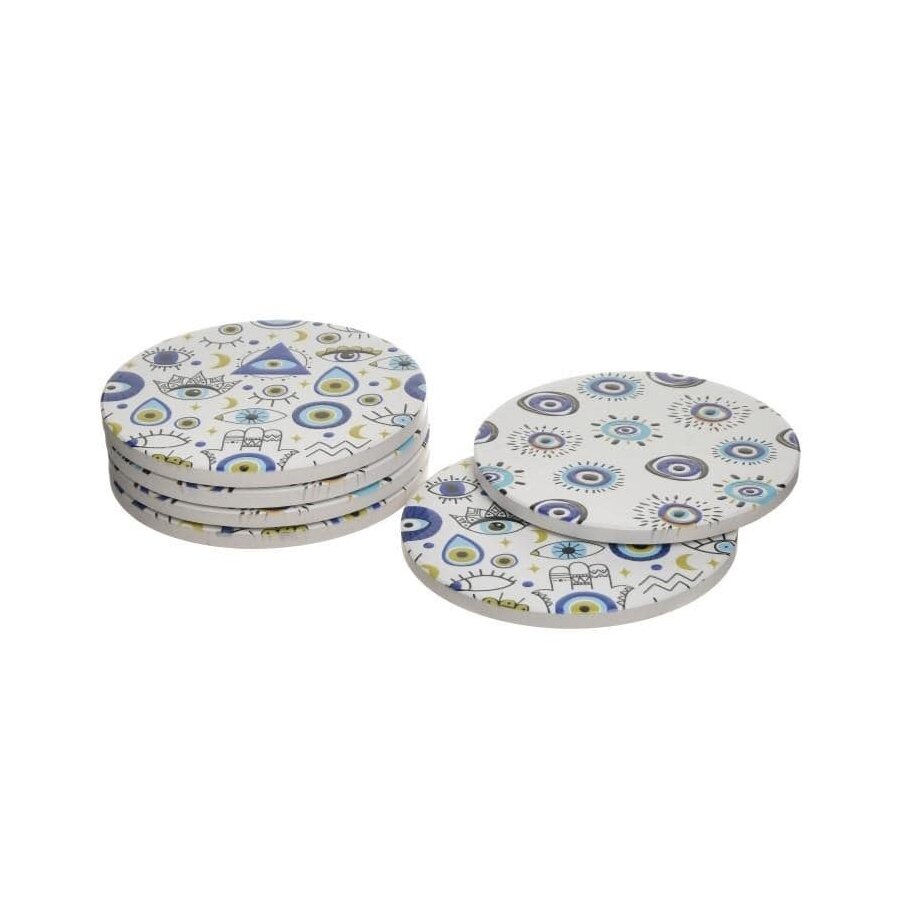 Set 6 coastere, Ceramica, Albastru, Moano