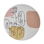 Set 6 farfurii, Ceramica, Alb, Faces