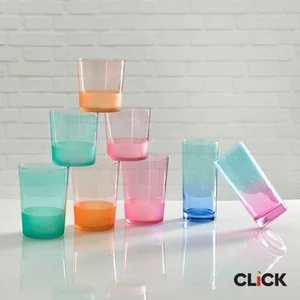 Set 6 pahare apa, Sticla, Multicolor, Darrel