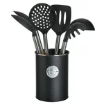 Set 6 ustensile bucatarie, Metal, Negru, Base