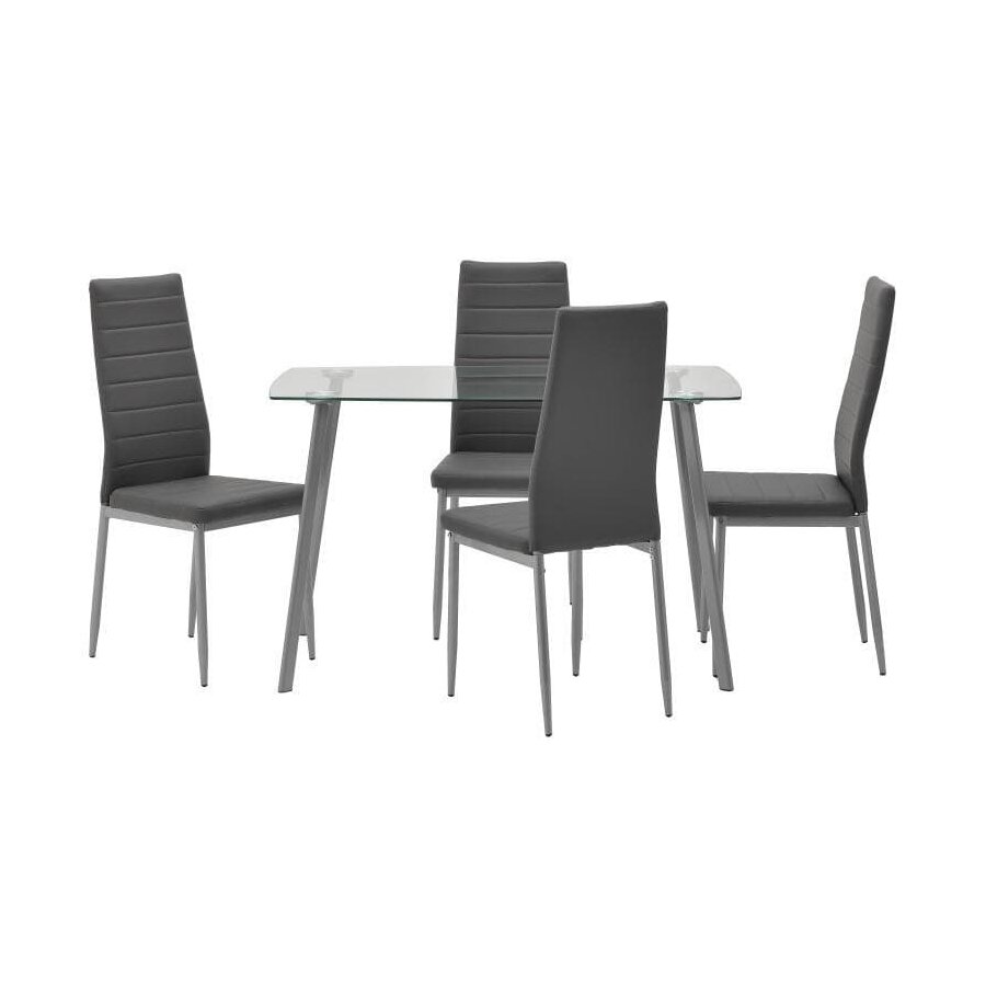 Set masa si 4 scaune, Metal, Gri, Claire Click