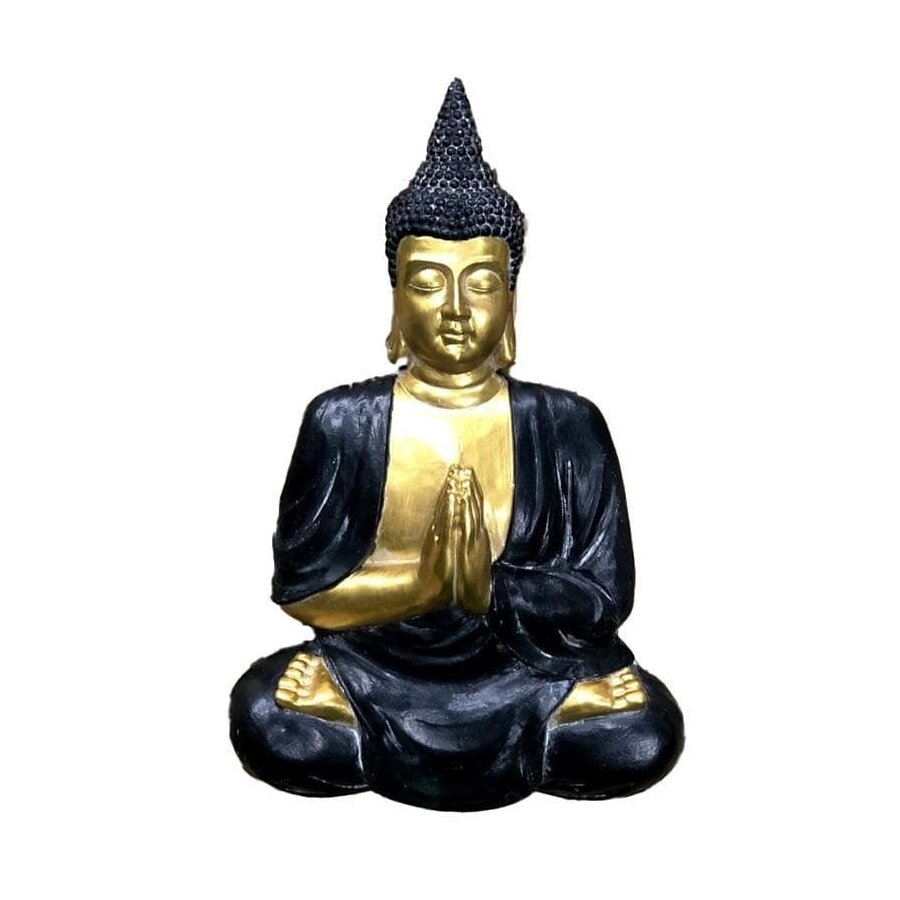 Statueta Buddha, Ceramica, Negru, Man Pray iedera.ro