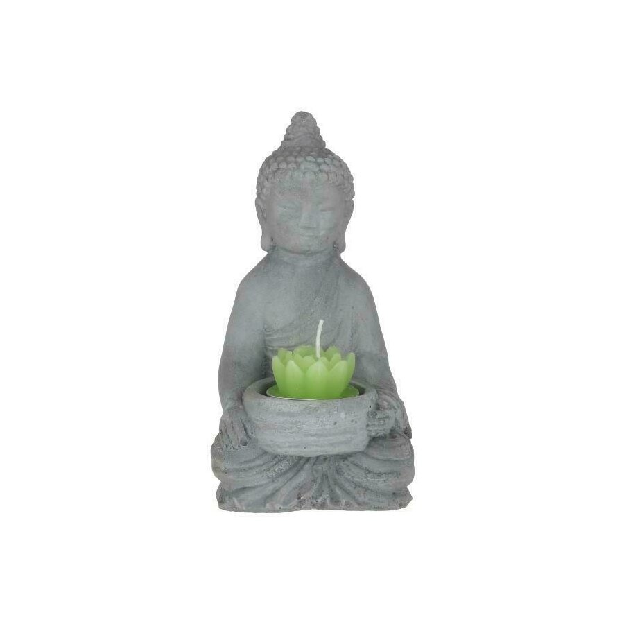 Suport lumanare, Ciment, Gri, Buddha Peace image17