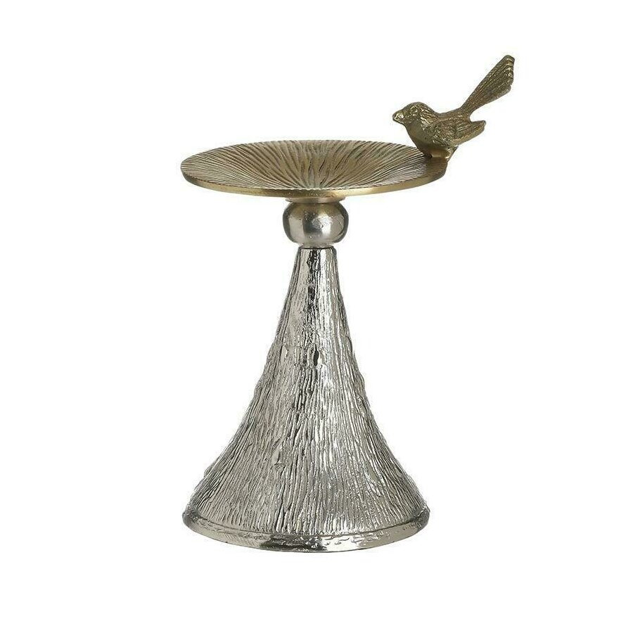 Suport lumanare, Metal, Argintiu, Little Bird image6
