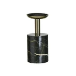 Suport lumanare mic, Metal, Negru, Marble