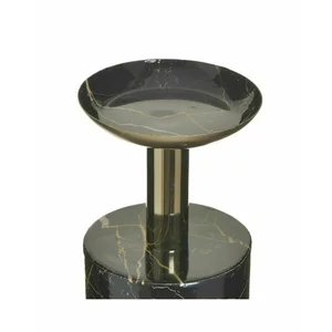 Suport lumanare mic, Metal, Negru, Marble