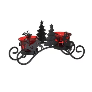 Suport lumanari, Metal, Metal, Negru, Reindeer