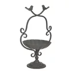 Tava decorativa cu picior, Metal, Maro, Birds