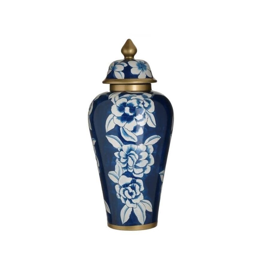 Vas decorativ cu capac, Ceramica, Albastru, Cobalt image10