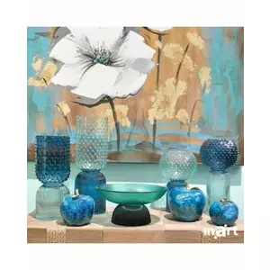 Vaza decorativa, Sticla, Albastru, Bud