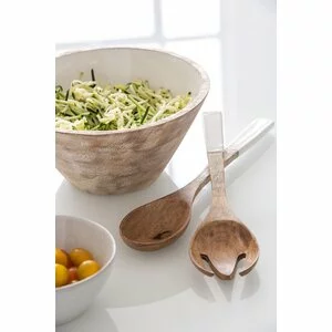 Woddy Set 2 ustensile salata, Lemn, Alb