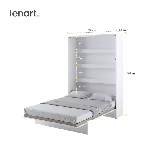Lenart BED CONCEPT 140x200 - Pat rabatabil de perete vertical cu mecanism pneumatic si somiera inclusa picture - 3