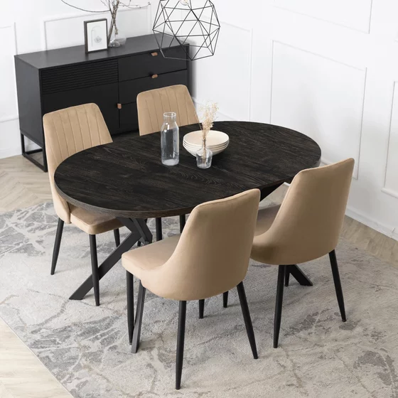 Masa Extensibila Lumos, 90-140-190x90x75,5 h cm, Metal/MDF, Negru/Negru picture - 5