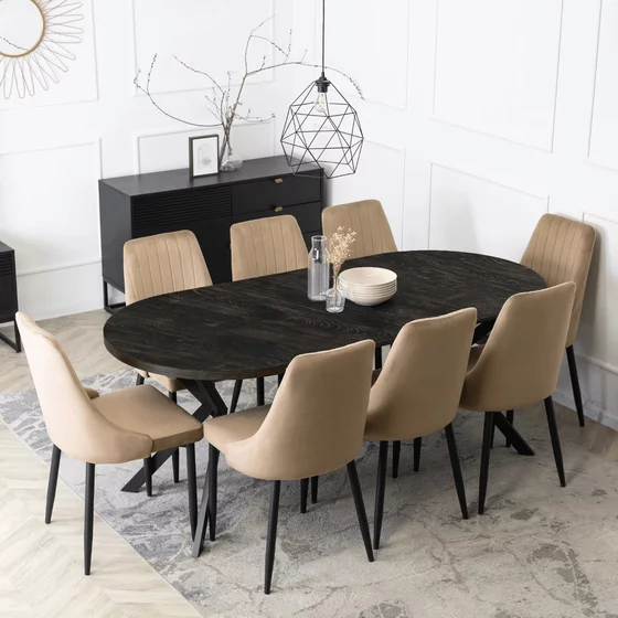 Masa Extensibila Lumos, 90-140-190x90x75,5 h cm, Metal/MDF, Negru/Negru picture - 6