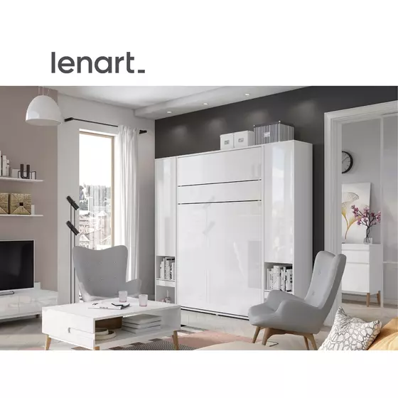 Lenart BED CONCEPT - Ansamblu Pat rabatabil de perete vertical cu mecanism pneumatic 160x200 si 2 dulapuri picture - 2