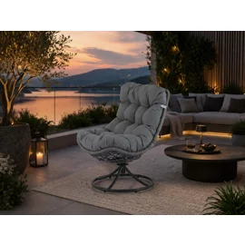 Balansoar de Gradina Nook, 72x83x93 h cm, Metal/Ratan Sintetic/Stofa, Gri