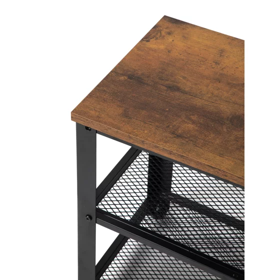 Bancuta pentru Pantofi Bina, 80x30x45 h cm, Metal/Pal Melaminat, Negru/Stejar Inchis picture - 6