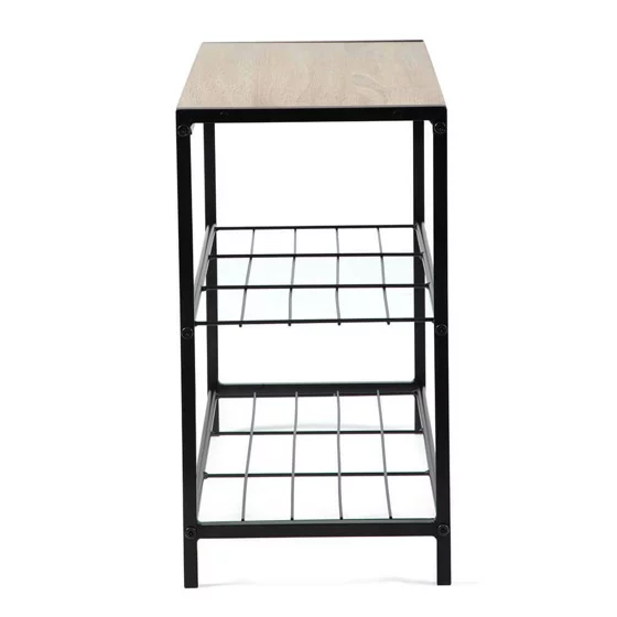 Bancuta pentru Pantofi Bina Simple, 63x25x45 h cm, Metal/Pal Melaminat, Negru/Stejar picture - 5