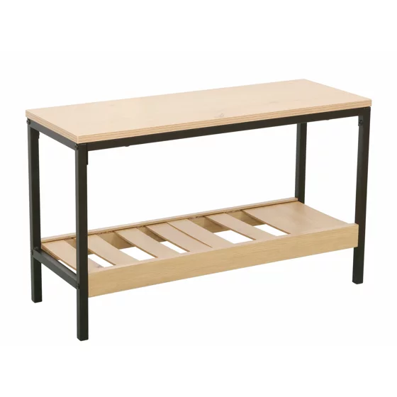 Bancuta pentru Pantofi QUESA, 70x26x42 h cm, Metal/Pal melaminat, Negru/Stejar picture - 2