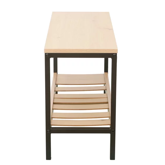 Bancuta pentru Pantofi QUESA, 70x26x42 h cm, Metal/Pal melaminat, Negru/Stejar picture - 3