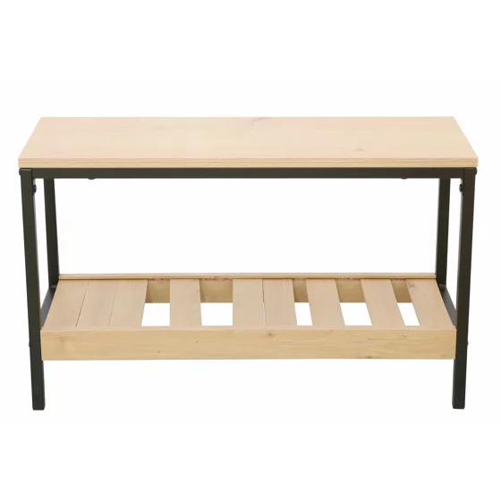 Bancuta pentru Pantofi QUESA, 70x26x42 h cm, Metal/Pal melaminat, Negru/Stejar picture - 4