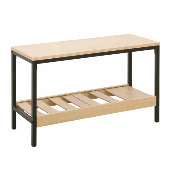 Bancuta pentru Pantofi QUESA, 70x26x42 h cm, Metal/Pal melaminat, Negru/Stejar picture - 5