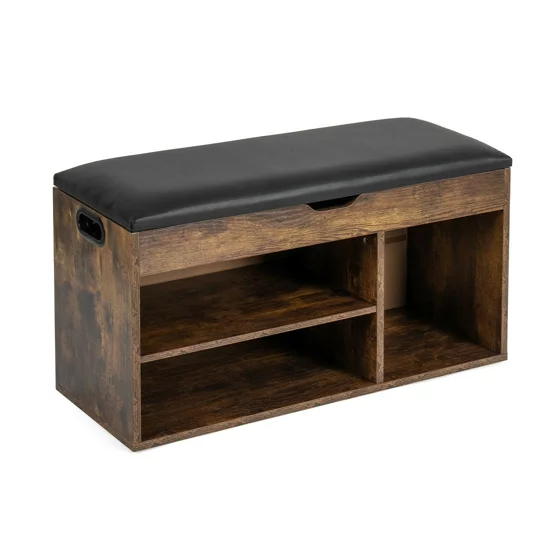 Bancuta pentru Pantofi Sedaro, 80x30x44 h cm, Pal Melaminat, Stejar Old Style/Negru picture - 2