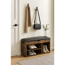 Bancuta pentru Pantofi Sedaro, 80x30x44 h cm, Pal Melaminat, Stejar Old Style/Negru