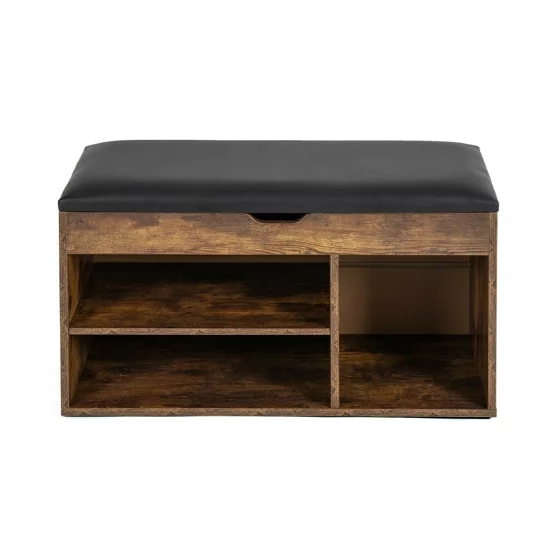 Bancuta pentru Pantofi Sedaro, 80x30x44 h cm, Pal Melaminat, Stejar Old Style/Negru picture - 3