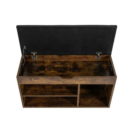 Bancuta pentru Pantofi Sedaro, 80x30x44 h cm, Pal Melaminat, Stejar Old Style/Negru picture - 5