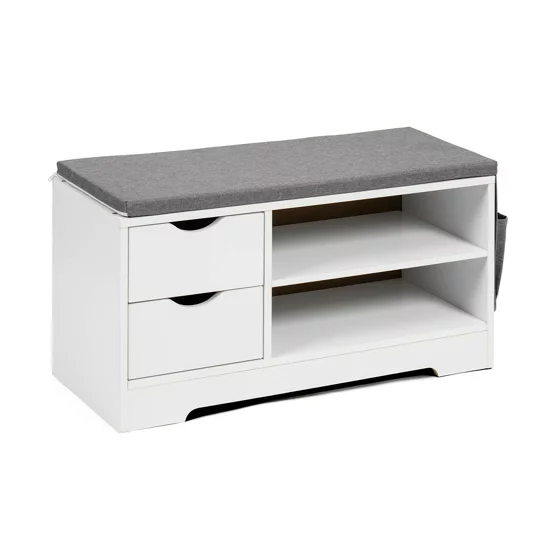 Bancuta pentru Pantofi Sedo, 80x30x43.2 h cm, Pal Melaminat, Alb/Gri picture - 1