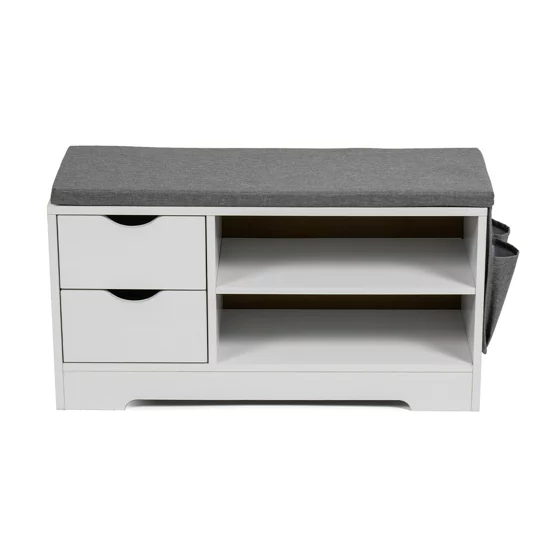 Bancuta pentru Pantofi Sedo, 80x30x43.2 h cm, Pal Melaminat, Alb/Gri picture - 3