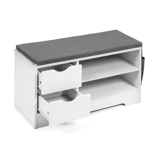 Bancuta pentru Pantofi Sedo, 80x30x43.2 h cm, Pal Melaminat, Alb/Gri picture - 5