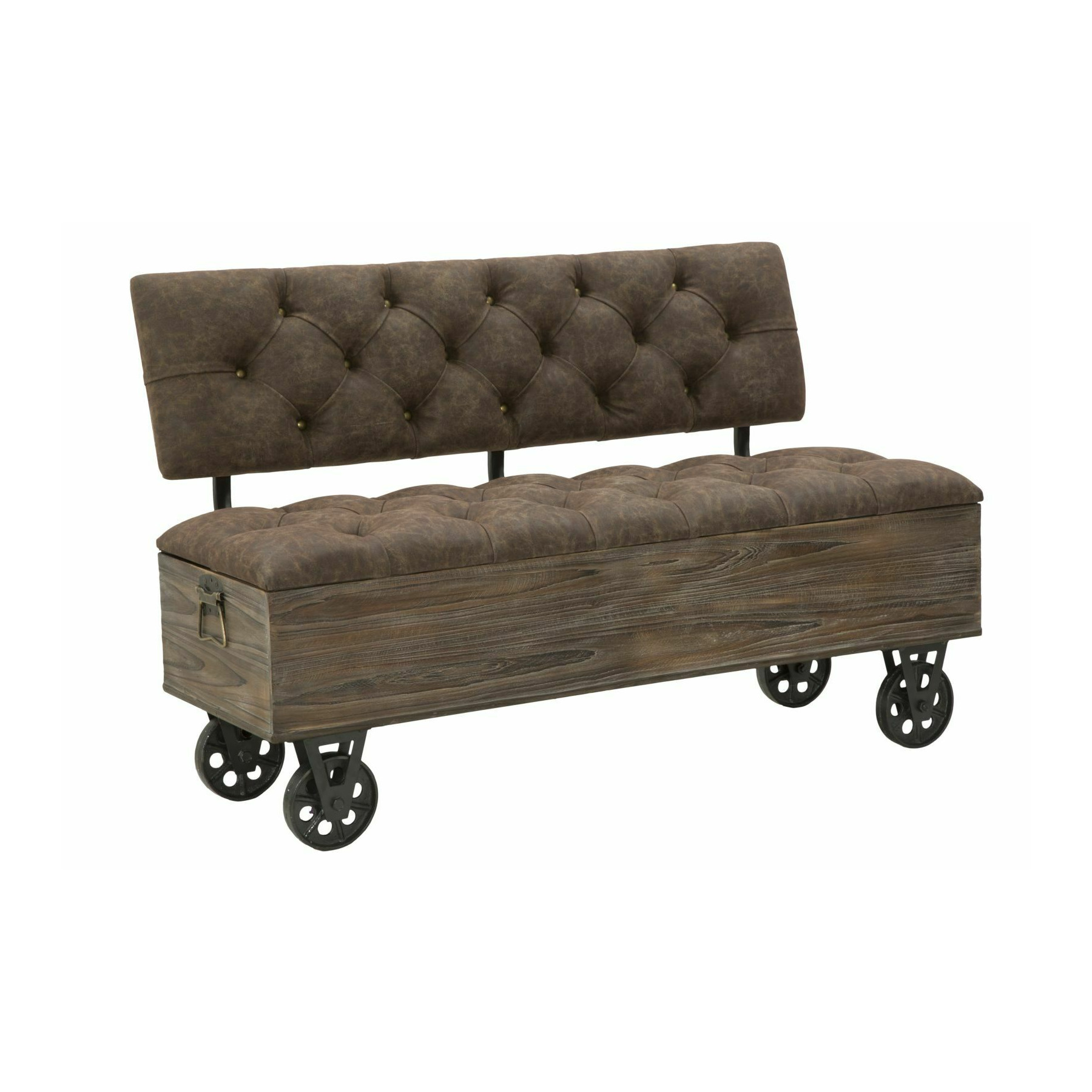 Bancuta, roma1789, natur, lemn de brad, metal si mdf , 75x121x52 cm