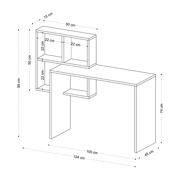 Birou Adell, 124x45x98 cm, Alb-Stejar picture - 4