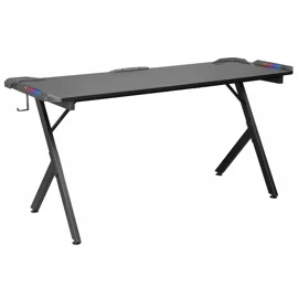 Birou De Gaming Cu LED Elvor, 160x60x76 CM, Metal/Pal Melaminat, Negru