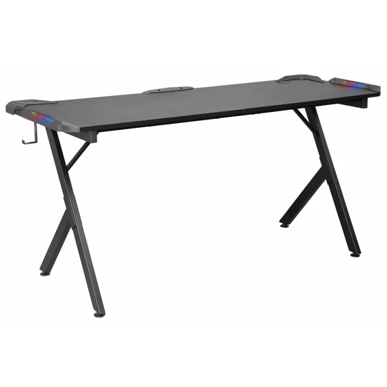 Birou De Gaming Cu LED Elvor, 160x60x76 CM, Metal/Pal Melaminat, Negru picture - 1