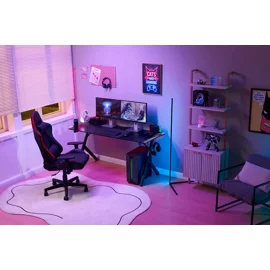 Birou De Gaming Cu LED Elvor, 160x60x76 CM, Metal/Pal Melaminat, Negru