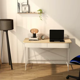 Birou Filo, 120x48x88 CM, Metal/Pal Melaminat, Alb/Stejar