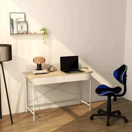 Birou Filo, 120x48x88 CM, Metal/Pal Melaminat, Alb/Stejar