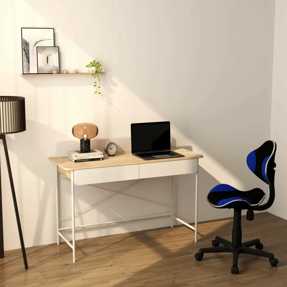 Birou Filo, 120x48x88 CM, Metal/Pal Melaminat, Alb/Stejar picture - 2