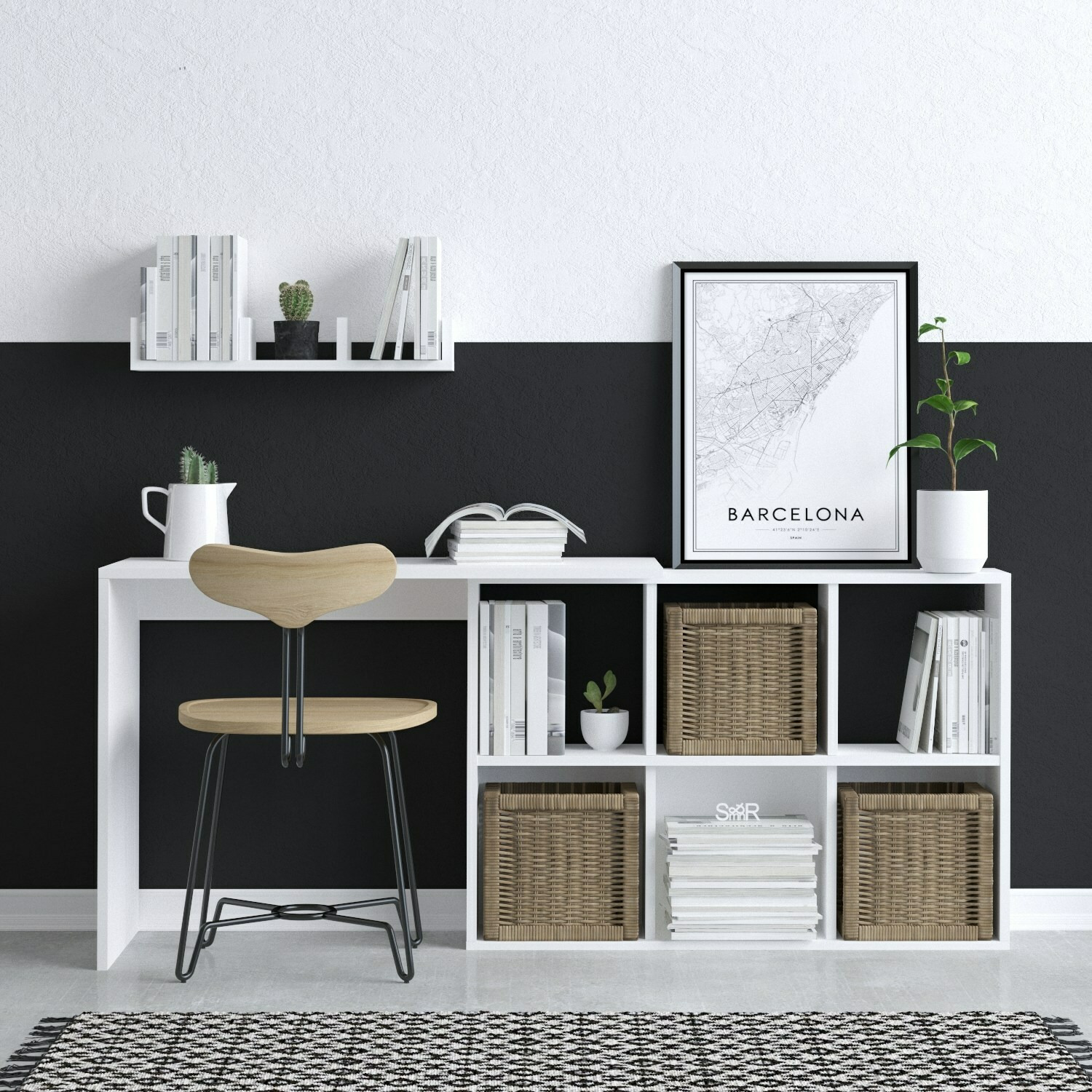 Birou jack, 145x45x74 cm, alb