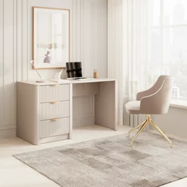 Birou Lante 3 Sertare, 140.4x55.1x76.4 cm, MDF, Beige