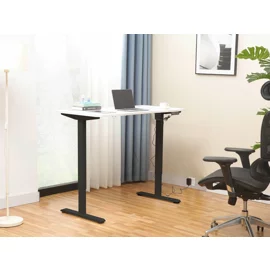 Birou Reglabil pe Inaltime Jokker, 120x60x74.0-119 h cm, MDF/Metal, Negru/Alb