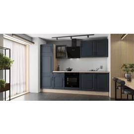 Bucatarie Lio I 280 cm, Fronturi MDF, Fag Scandi/Indigo Blue