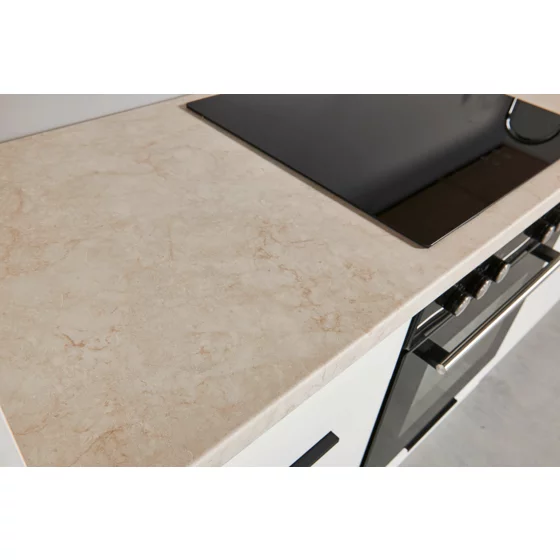 Bucatarie Makati 340x60x215 h cm, Pal Melaminat, Alb Mat/Stejar picture - 3